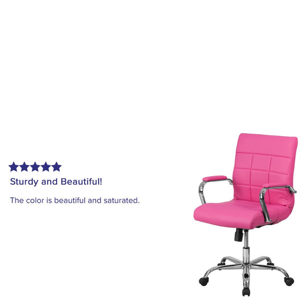 English Elm Vivian Mid-Back Executive Swivel Office Chair with Chrome Base for Comfort and Ergonomic Support Pink GO-2240-PK-GG