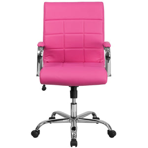 English Elm Vivian Mid-Back Executive Swivel Office Chair with Chrome Base for Comfort and Ergonomic Support Pink GO-2240-PK-GG