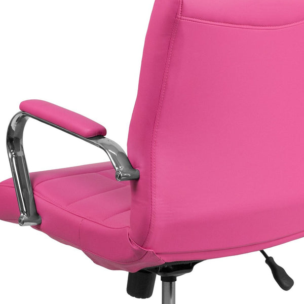 English Elm Vivian Mid-Back Executive Swivel Office Chair with Chrome Base for Comfort and Ergonomic Support Pink GO-2240-PK-GG