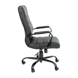 English Elm Whitney High Back Executive Swivel Office Chair - Ergonomic Comfort for Productive Workdays Black LeatherSoft/Black Frame GO-2286H-BK-BK-GG