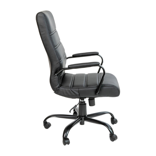 English Elm Whitney High Back Executive Swivel Office Chair - Ergonomic Comfort for Productive Workdays Black LeatherSoft/Black Frame GO-2286H-BK-BK-GG