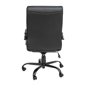 English Elm Whitney High Back Executive Swivel Office Chair - Ergonomic Comfort for Productive Workdays Black LeatherSoft/Black Frame GO-2286H-BK-BK-GG
