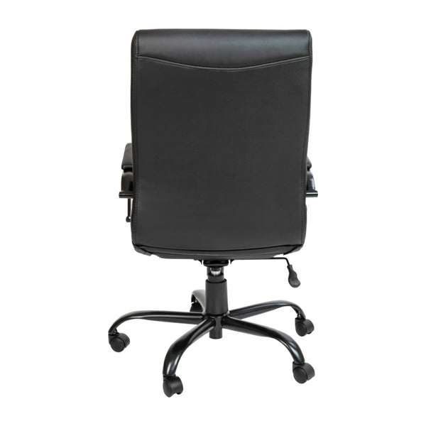 English Elm Whitney High Back Executive Swivel Office Chair - Ergonomic Comfort for Productive Workdays Black LeatherSoft/Black Frame GO-2286H-BK-BK-GG