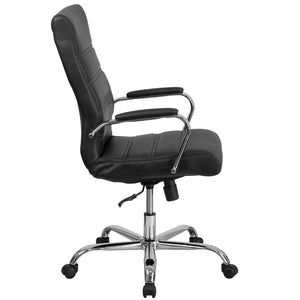 English Elm Whitney High Back Executive Swivel Office Chair - Ergonomic Comfort for Productive Workdays Black LeatherSoft/Chrome Frame GO-2286H-BK-GG