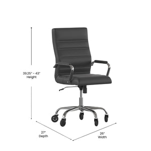 English Elm Whitney High Back Executive Swivel Office Chair - Ergonomic Design with Transparent Roller Wheels Black LeatherSoft/Chrome Frame GO-2286H-BK-RLB-GG