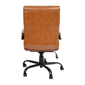 English Elm Whitney High Back Executive Swivel Office Chair - Ergonomic Comfort for Productive Workdays Brown LeatherSoft/Black Frame GO-2286H-BR-BK-GG