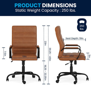 English Elm Whitney High Back Executive Swivel Office Chair - Ergonomic Comfort for Productive Workdays Brown LeatherSoft/Black Frame GO-2286H-BR-BK-GG