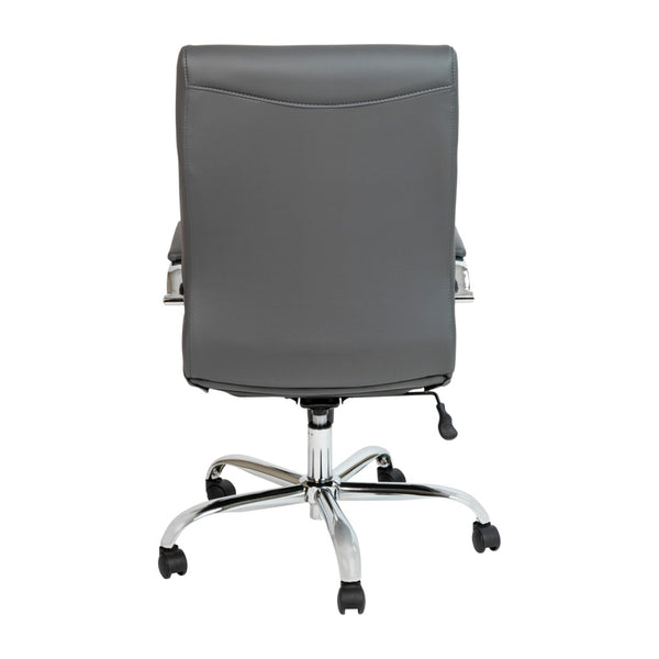English Elm Whitney High Back Executive Swivel Office Chair - Ergonomic Comfort for Productive Workdays Gray LeatherSoft/Chrome Frame GO-2286H-GR-GG