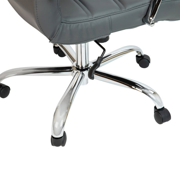 English Elm Whitney High Back Executive Swivel Office Chair - Ergonomic Comfort for Productive Workdays Gray LeatherSoft/Chrome Frame GO-2286H-GR-GG
