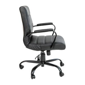 English Elm Whitney Mid-Back Executive Swivel Office Chair - Ergonomic Support, Stylish Design, Adjustable Comfort Black LeatherSoft/Black Frame GO-2286M-BK-BK-GG