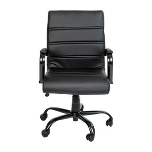 English Elm Whitney Mid-Back Executive Swivel Office Chair - Ergonomic Support, Stylish Design, Adjustable Comfort Black LeatherSoft/Black Frame GO-2286M-BK-BK-GG