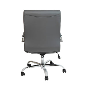 English Elm Whitney Mid-Back Executive Swivel Office Chair - Ergonomic Support, Stylish Design, Adjustable Comfort Gray LeatherSoft/Chrome Frame GO-2286M-GR-GG