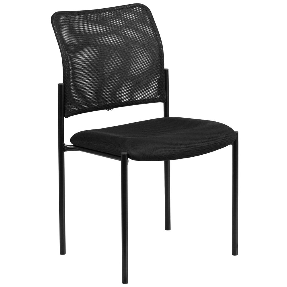 English Elm Jana Comfort Black Mesh Side Chair – Ergonomic, Stackable Steel Design for Modern Office & Lobby Use GO-515-2-GG