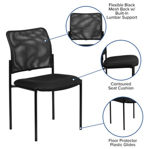 English Elm Jana Comfort Black Mesh Side Chair – Ergonomic, Stackable Steel Design for Modern Office & Lobby Use GO-515-2-GG