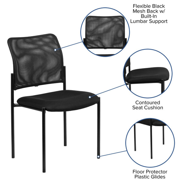 English Elm Jana Comfort Black Mesh Side Chair – Ergonomic, Stackable Steel Design for Modern Office & Lobby Use GO-515-2-GG