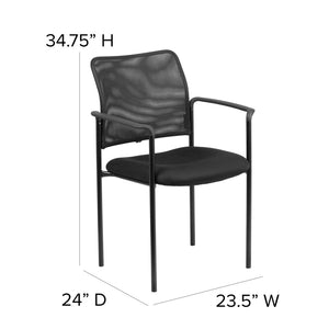 English Elm Jana Comfort Stackable Mesh Side Chair with Arms for Office, Home, or Training Room Use Black GO-516-2-GG
