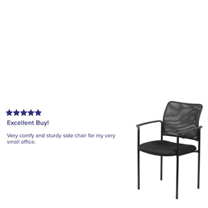 English Elm Jana Comfort Stackable Mesh Side Chair with Arms for Office, Home, or Training Room Use Black GO-516-2-GG