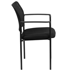 English Elm Jana Comfort Stackable Mesh Side Chair with Arms for Office, Home, or Training Room Use Black GO-516-2-GG