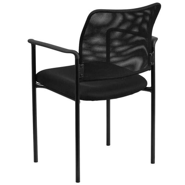 English Elm Jana Comfort Stackable Mesh Side Chair with Arms for Office, Home, or Training Room Use Black GO-516-2-GG