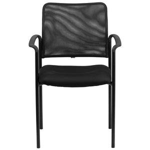 English Elm Jana Comfort Stackable Mesh Side Chair with Arms for Office, Home, or Training Room Use Black GO-516-2-GG