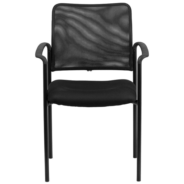 English Elm Jana Comfort Stackable Mesh Side Chair with Arms for Office, Home, or Training Room Use Black GO-516-2-GG
