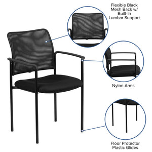 English Elm Jana Comfort Stackable Mesh Side Chair with Arms for Office, Home, or Training Room Use Black GO-516-2-GG