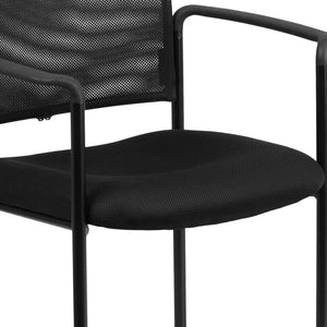 English Elm Jana Comfort Stackable Mesh Side Chair with Arms for Office, Home, or Training Room Use Black GO-516-2-GG