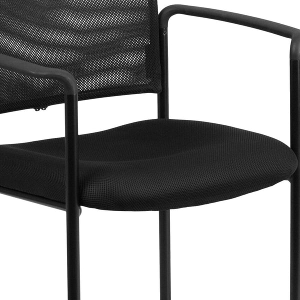 English Elm Jana Comfort Stackable Mesh Side Chair with Arms for Office, Home, or Training Room Use Black GO-516-2-GG
