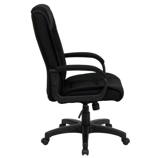 English Elm Jessica High Back Ergonomic Black Fabric Executive Swivel Office Chair with Adjustable Features GO-5301B-BK-GG