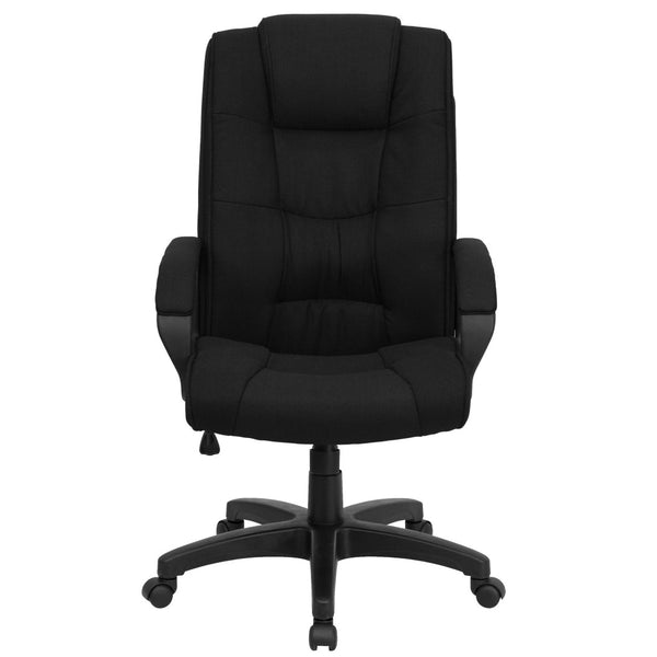 English Elm Jessica High Back Ergonomic Black Fabric Executive Swivel Office Chair with Adjustable Features GO-5301B-BK-GG