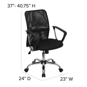 English Elm Jenkins Mid-Back Black Mesh Office Chair with Lumbar Support, Adjustable Height & Chrome Base GO-6057-GG