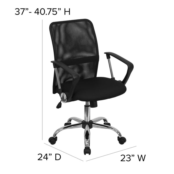 English Elm Jenkins Mid-Back Black Mesh Office Chair with Lumbar Support, Adjustable Height & Chrome Base GO-6057-GG