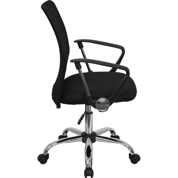 English Elm Jenkins Mid-Back Black Mesh Office Chair with Lumbar Support, Adjustable Height & Chrome Base GO-6057-GG