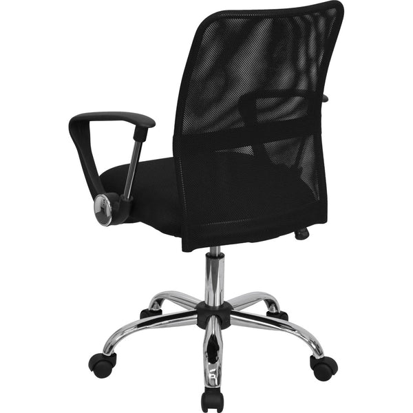 English Elm Jenkins Mid-Back Black Mesh Office Chair with Lumbar Support, Adjustable Height & Chrome Base GO-6057-GG