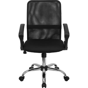 English Elm Jenkins Mid-Back Black Mesh Office Chair with Lumbar Support, Adjustable Height & Chrome Base GO-6057-GG