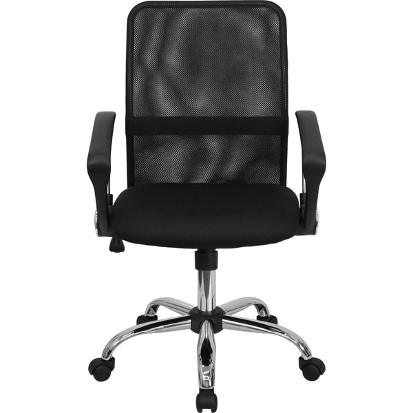 English Elm Jenkins Mid-Back Black Mesh Office Chair with Lumbar Support, Adjustable Height & Chrome Base GO-6057-GG