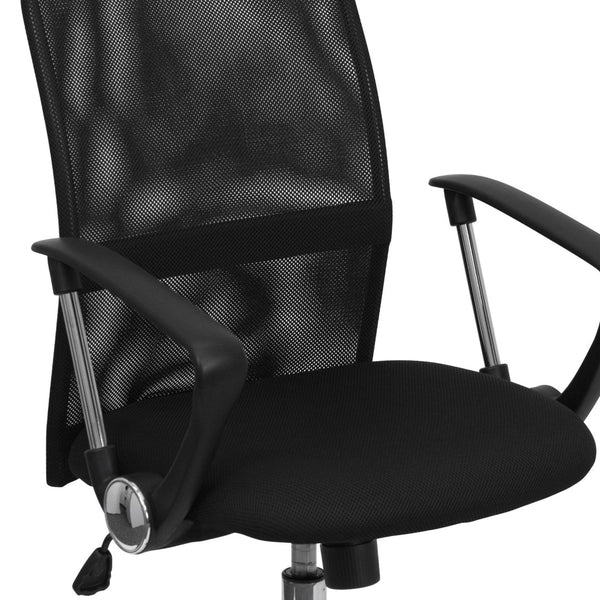 English Elm Jenkins Mid-Back Black Mesh Office Chair with Lumbar Support, Adjustable Height & Chrome Base GO-6057-GG