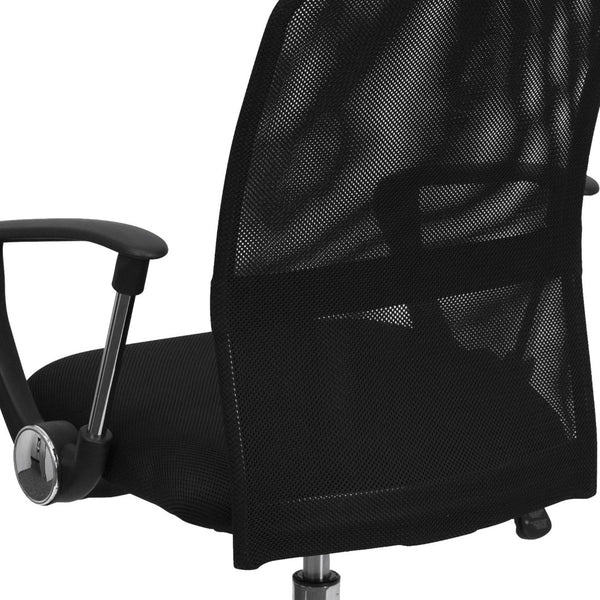 English Elm Jenkins Mid-Back Black Mesh Office Chair with Lumbar Support, Adjustable Height & Chrome Base GO-6057-GG