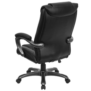 English Elm Oma High Back Black LeatherSoft Executive Chair - Ergonomic Design with Adjustable Features & Comfort GO-7194B-BK-GG