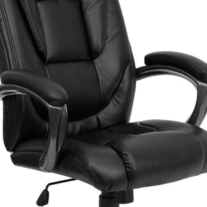 English Elm Oma High Back Black LeatherSoft Executive Chair - Ergonomic Design with Adjustable Features & Comfort GO-7194B-BK-GG