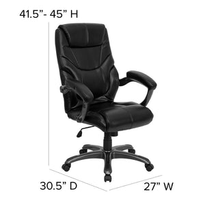 English Elm Greer High Back Ergonomic Leather Executive Swivel Chair with Lumbar Support & Adjustable Height GO-724H-BK-LEA-GG