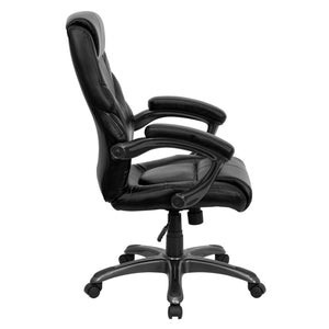 English Elm Greer High Back Ergonomic Leather Executive Swivel Chair with Lumbar Support & Adjustable Height GO-724H-BK-LEA-GG