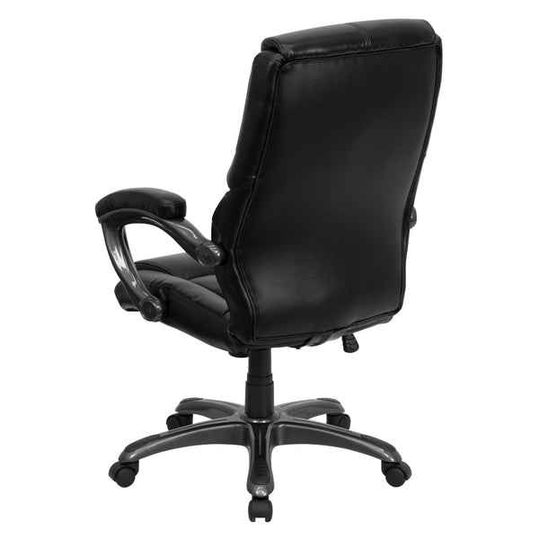 English Elm Greer High Back Ergonomic Leather Executive Swivel Chair with Lumbar Support & Adjustable Height GO-724H-BK-LEA-GG