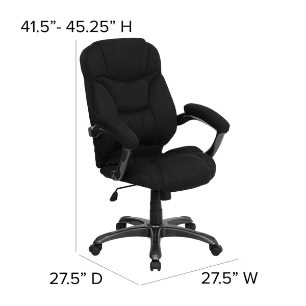 English Elm Jessie High Back Ergonomic Executive Office Chair - Stylish, Comfortable, and Adjustable Seating Solution Black Microfiber GO-725-BK-GG