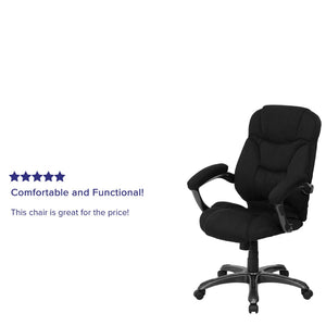English Elm Jessie High Back Ergonomic Executive Office Chair - Stylish, Comfortable, and Adjustable Seating Solution Black Microfiber GO-725-BK-GG