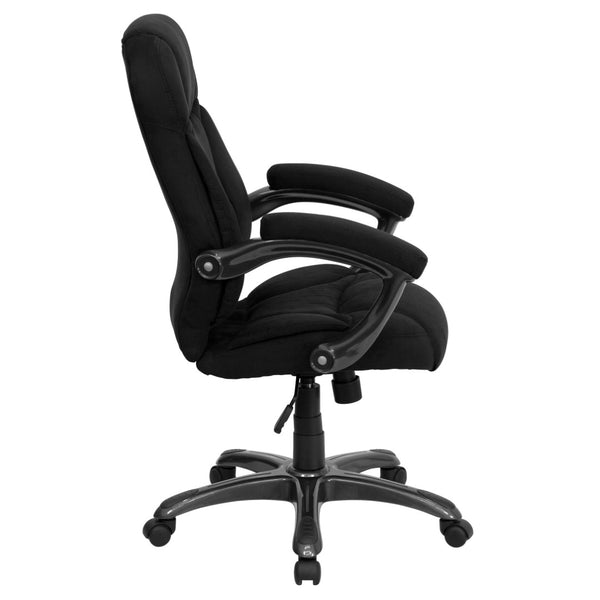 English Elm Jessie High Back Ergonomic Executive Office Chair - Stylish, Comfortable, and Adjustable Seating Solution Black Microfiber GO-725-BK-GG
