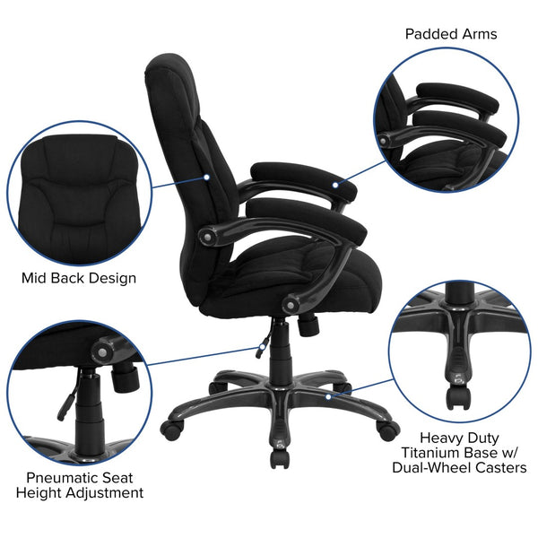 English Elm Jessie High Back Ergonomic Executive Office Chair - Stylish, Comfortable, and Adjustable Seating Solution Black Microfiber GO-725-BK-GG