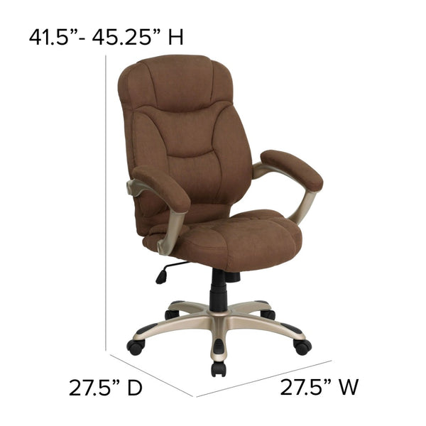 English Elm Jessie High Back Ergonomic Executive Office Chair - Stylish, Comfortable, and Adjustable Seating Solution Brown Microfiber GO-725-BN-GG