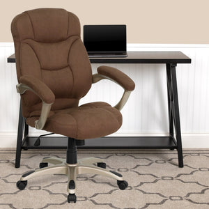 English Elm Jessie High Back Ergonomic Executive Office Chair - Stylish, Comfortable, and Adjustable Seating Solution Brown Microfiber GO-725-BN-GG