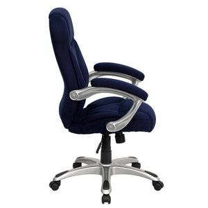 English Elm Jessie High Back Ergonomic Executive Office Chair - Stylish, Comfortable, and Adjustable Seating Solution Navy Blue Microfiber GO-725-NVY-GG